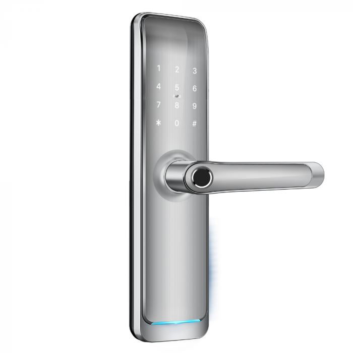 Incuietoare smart max lux silver, ideal Booking, Airbnb, deschidere cu amprenta, cod, card, telefon, Wi-Fi, Bluetooth [2]
