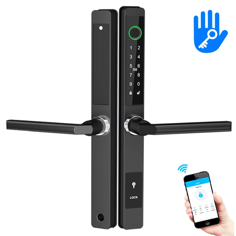 Yala smart ultraslim pentru usi termopan, amprenta, cod, card, aplicatie TTLock, Wi-Fi, negru [1]