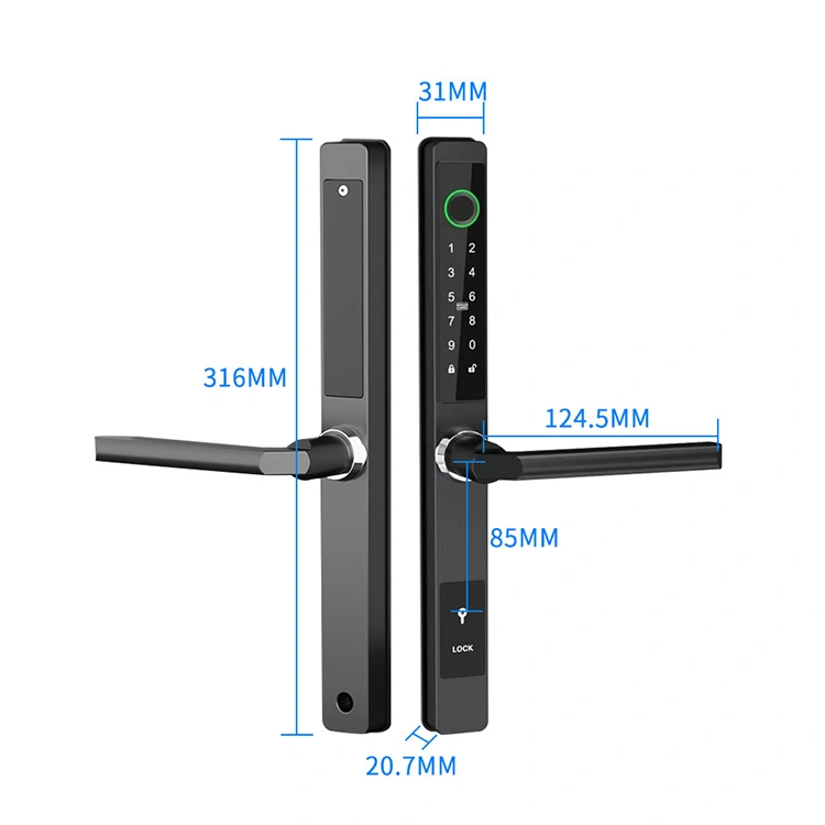 Yala smart ultraslim pentru usi termopan, amprenta, cod, card, aplicatie TTLock, Wi-Fi, negru [3]