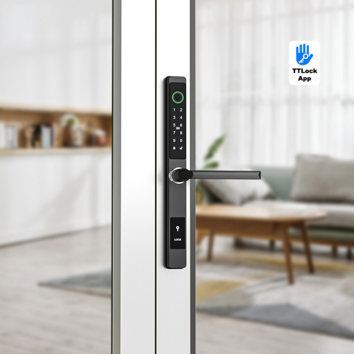 Yala smart ultraslim pentru usi termopan, amprenta, cod, card, aplicatie TTLock, Wi-Fi, negru [4]