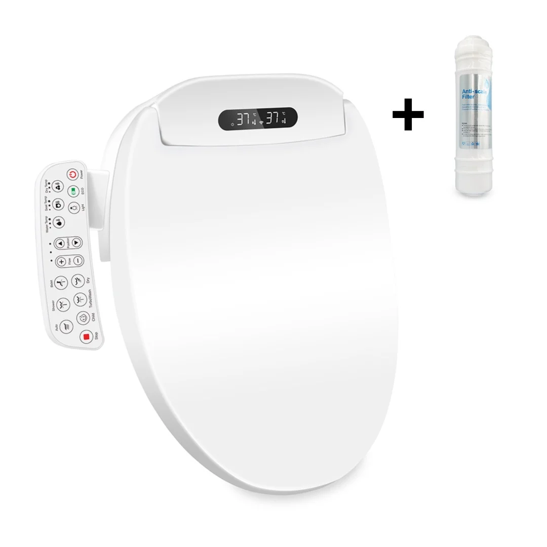 Capace WC inteligente - Bideu electric pe WC cu filtru anticalcar inclus, model lung 49-52 cm, consola