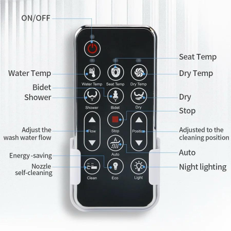 Capac WC cu functie de bideu, control din telecomanda, model rotund scurt 45-49 cm [4]