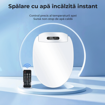 Capac WC cu functie de bideu, control din telecomanda, model rotund scurt 45-49 cm [5]