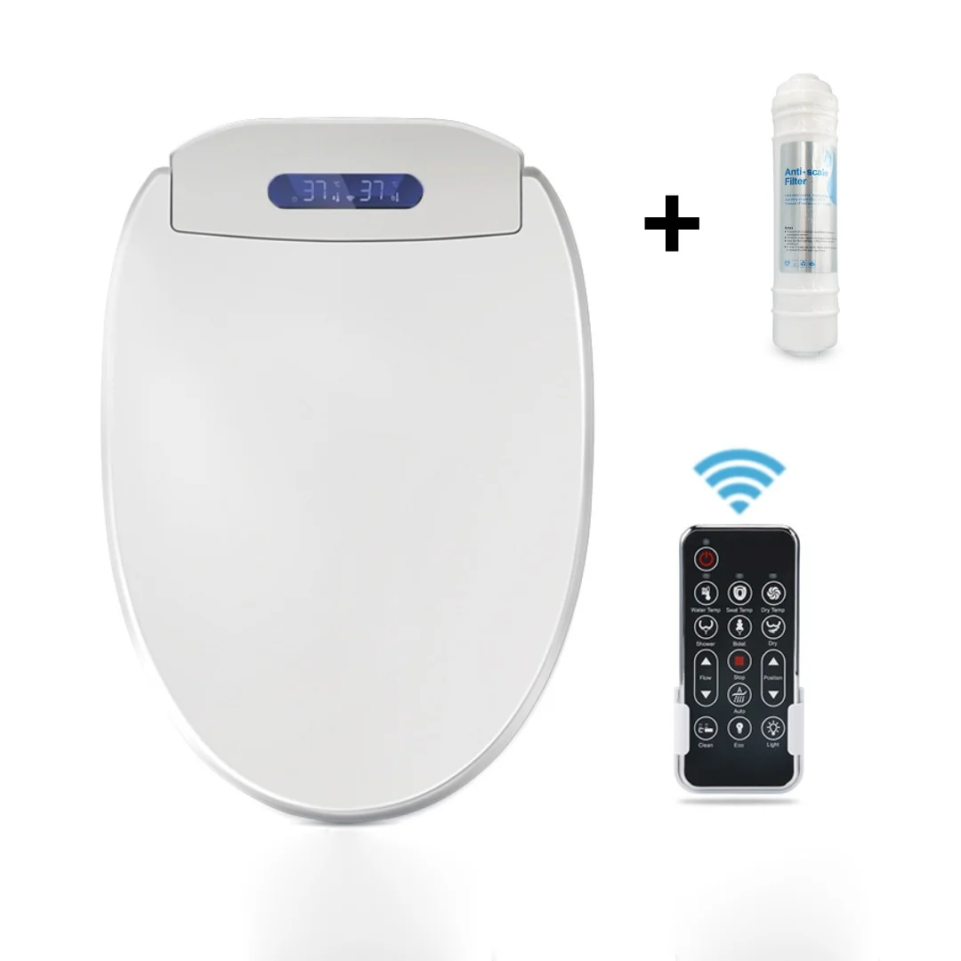 Capace WC inteligente - Capac WC cu bideu si filtru anticalcar inclus, model lung 49-52 cm, telecomanda