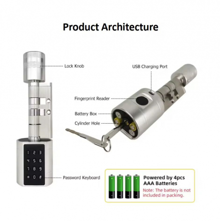 Incuietoare smart cilindru silver pentru usi de grosime 35–90 mm [2]