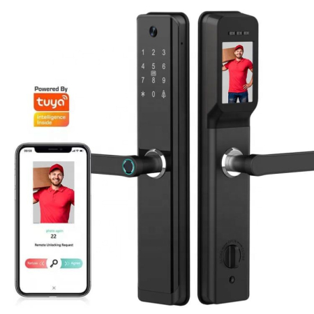 Produse - Incuietoare smart cu recunoastere faciala, amprenta, cod, card si control prin aplicatia Tuya