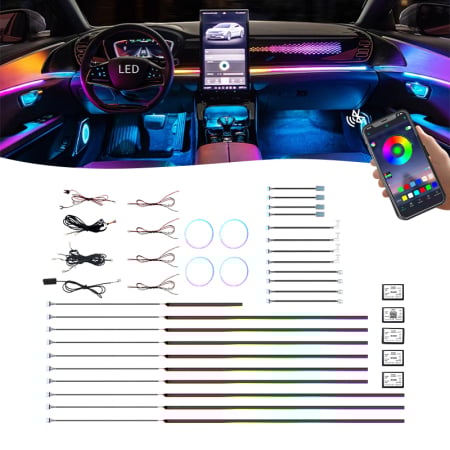 Smart Life - Kit iluminare ambientala auto cu fibra optica si efecte dinamice