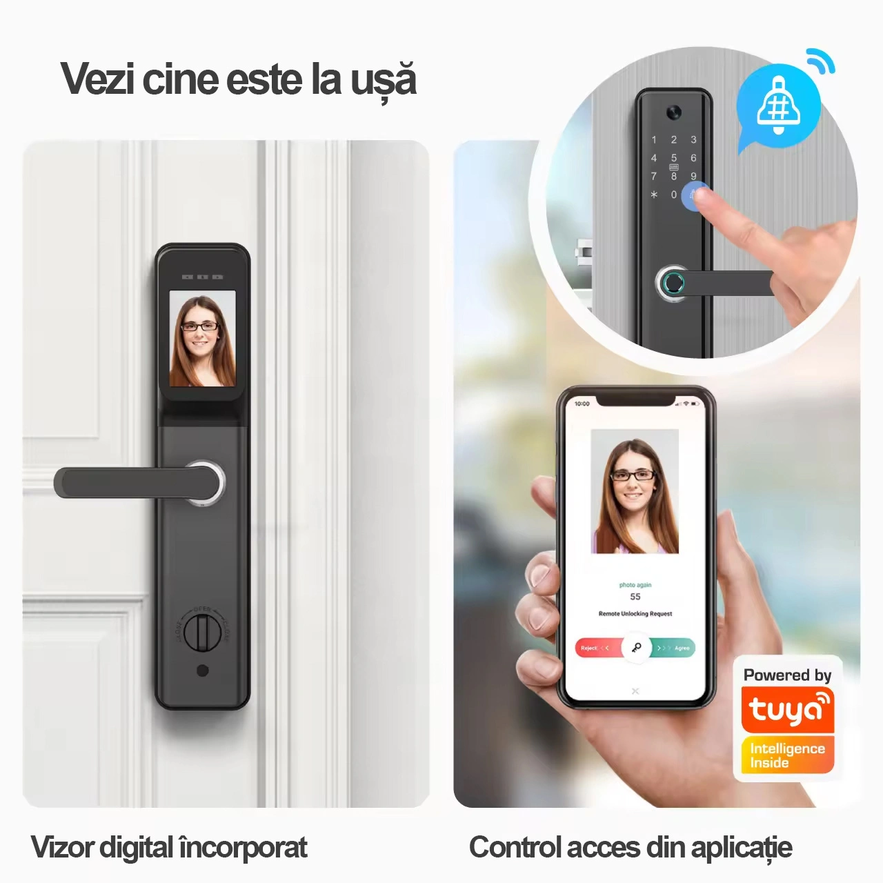 Yala smart cu camera incorporata si WiFi Tuya, acces amprenta, cod, card, cheie [6]