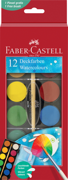 Acuarele 12 Culori 30Mm + Pensula 2023 Faber-Castell [1]