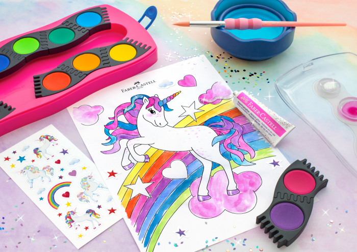 Acuarele 12 Culori Connector Roz Unicorni 2023 Faber-Castell [3]