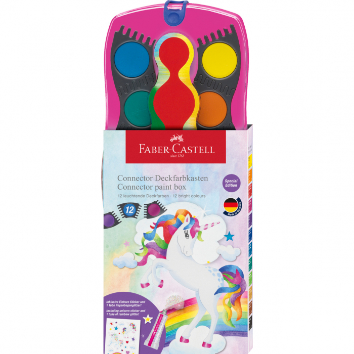 Acuarele 12 Culori Connector Roz Unicorni 2023 Faber-Castell [1]