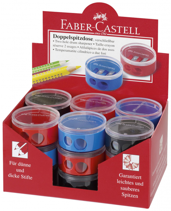 Ascutitoare Plastic Dubla Cu Container Twist Off Rosie/Albastra [2]
