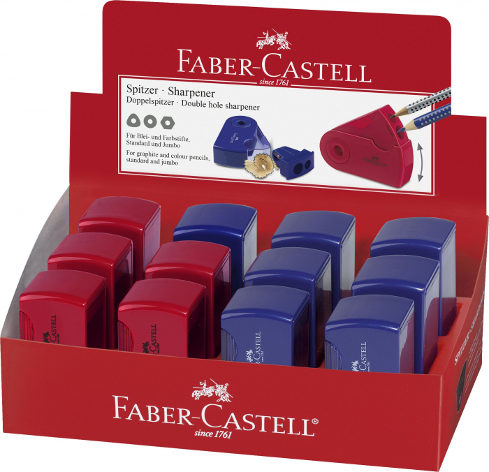 Ascutitoare Plastic Dubla Sleeve Rosie/Albastra Faber-Castell [3]