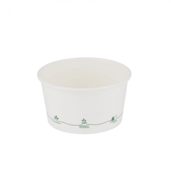 Boluri biodegradabile universale, Ø 115 mm, carton cu captuseala PLA, pt. 300 ml (450ml total), albe, imprimate cu sigle eco, set 25 buc [2]