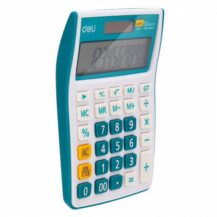 Calculator Birou 12Dig Alb-Albastru 1238 Deli [2]
