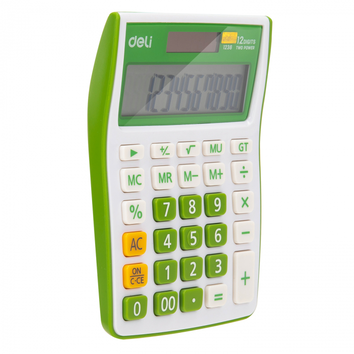 Calculator Birou 12Dig Alb-Verde 1238 Deli [2]