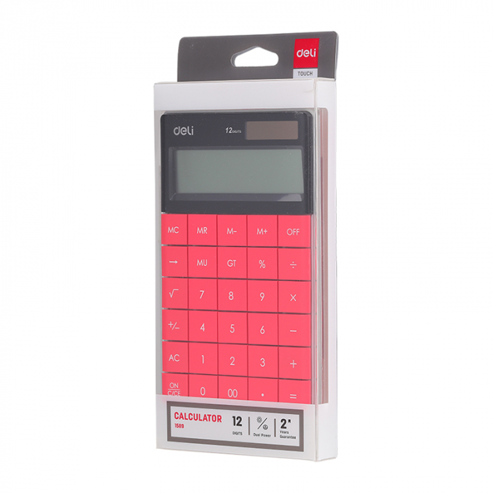Calculator Birou 12Dig Modern Rosu Deli [2]