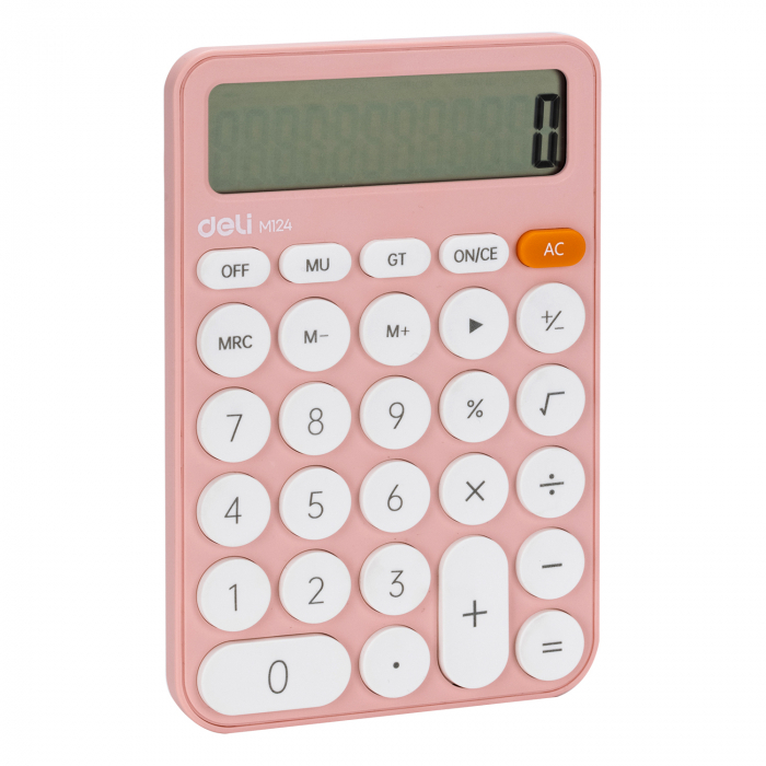 Calculator Birou 12Dig Plastic Fashion Em124 Roz Deli [2]