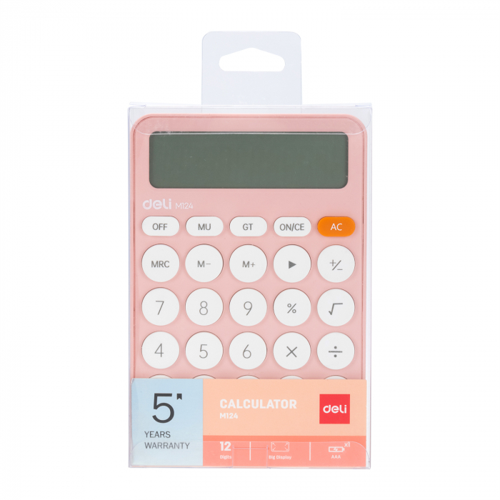Calculator Birou 12Dig Plastic Fashion Em124 Roz Deli [5]