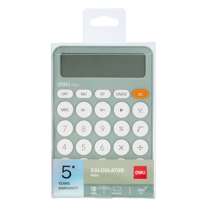 Calculator Birou 12Dig Plastic Fashion Em124 Vernil Deli [5]