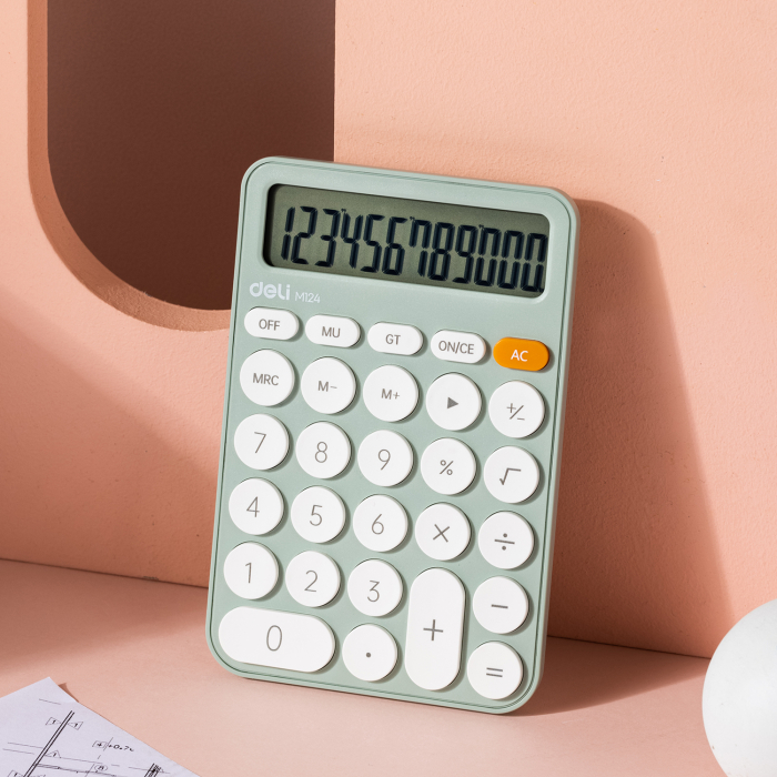 Calculator Birou 12Dig Plastic Fashion Em124 Vernil Deli [3]