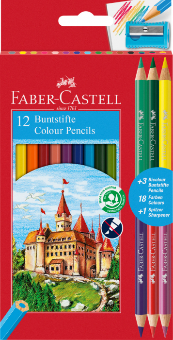 Creioane Colorate 12+3 Culori Eco Faber-Castell [1]