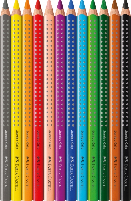 Creioane Colorate 12 Culori + Ascutitoare Jumbo Grip Faber-Caste [3]