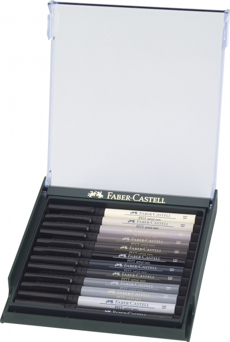 Cutie 12 Culori Pitt Artist Pen Nuante De Gri Faber-Castell [2]