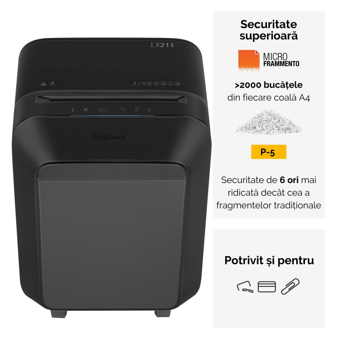 Distrugator Documente Lx211 Micro-Cut Negru Fellowes [3]