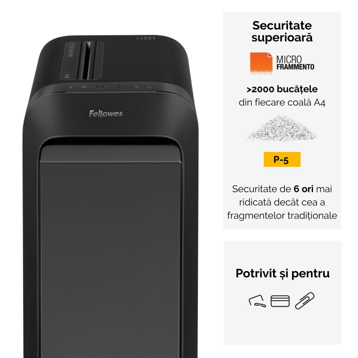 Distrugator Documente Lx221 Micro-Cut Negru Fellowes [4]