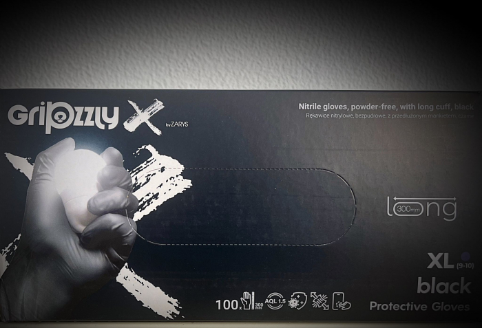 Gripzzly X Manusi nitril mecanic auto negre 8gr cu manseta extinsa 100buc/cut [2]