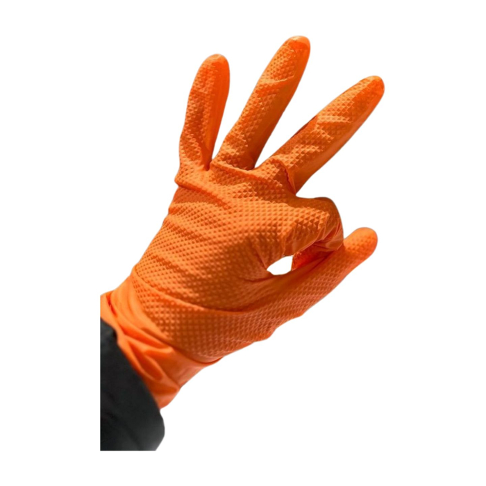 Mănuși nitril texturate orange Strong Grip 50/cut [4]