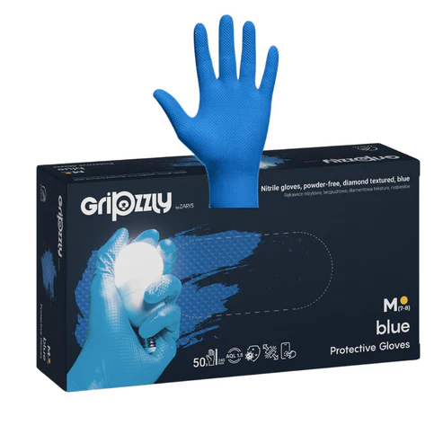 Manusi nitril,texturate Zarys Gripzzly albastre 50/cutie - ZARYS [3]