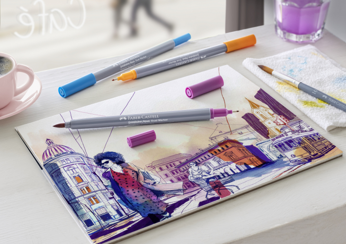Marker Solubil 2 Capete Goldfaber Albastru Mangan 245 Faber-Castell [4]