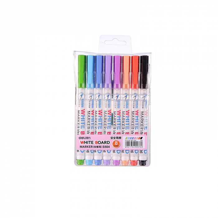Marker Whiteboard Slim Set 8 Buc Deli [1]