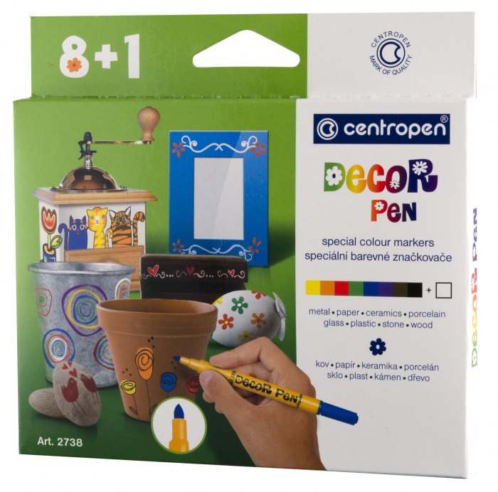 Markere Permanente Pt Decor. Slim 8+1 Culori 2738 Centropen [1]