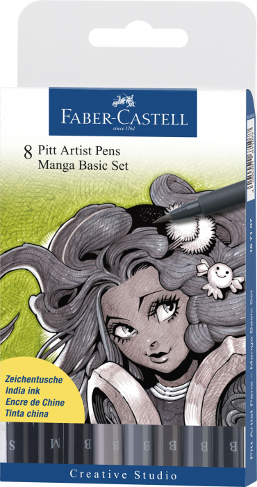 Pitt Artist Pen Manga Set 8 Buc De Baza Faber-Castell [1]