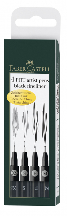 Pitt Artist Pen Set 4 Buc F,M,S,Xs Faber-Castell [1]