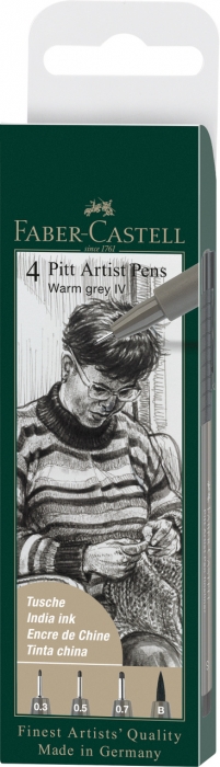 Pitt Artist Pen Set 4 Buc Gri Cald Faber-Castell [1]