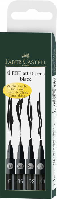 Pitt Artist Pen Set 4 Buc Negru Faber-Castell [1]