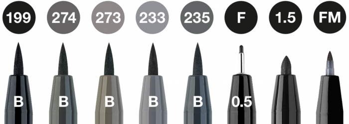 Pitt Artist Pen Set 8 Buc Negru & Gri Faber-Castell [2]