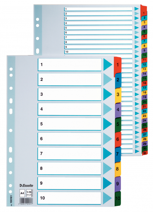 Separatoare Index Carton 1-10 Mylar Esselte [3]