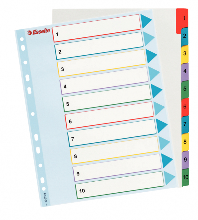 Separatoare Index Plastic 1-10 Reinscriptibil Esselte [1]