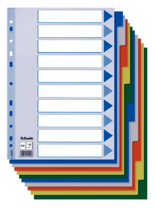 Separatoare Index Plastic 10 Culori Esselte [2]