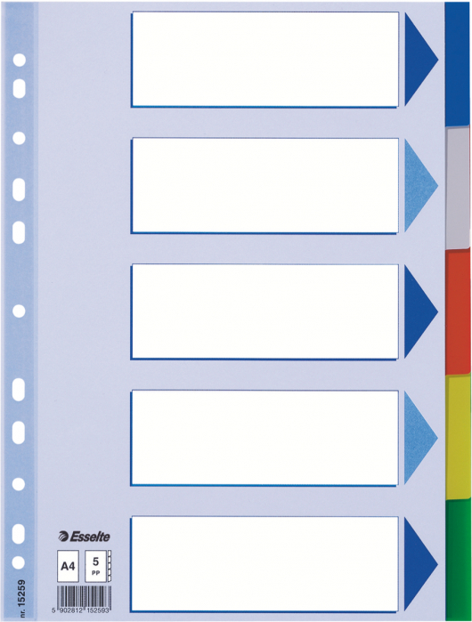 Separatoare Index Plastic 5 Culori Esselte [1]