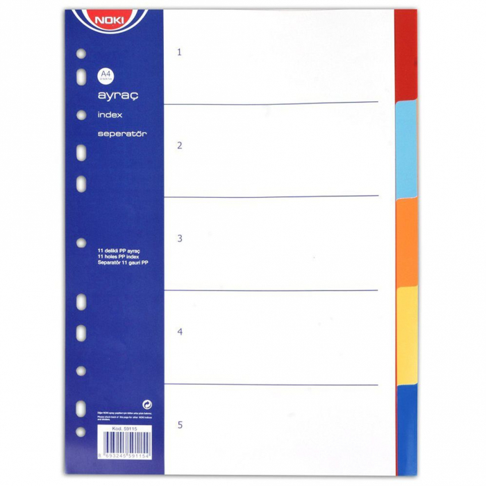 Separatoare Index Plastic 5 Culori Noki [1]