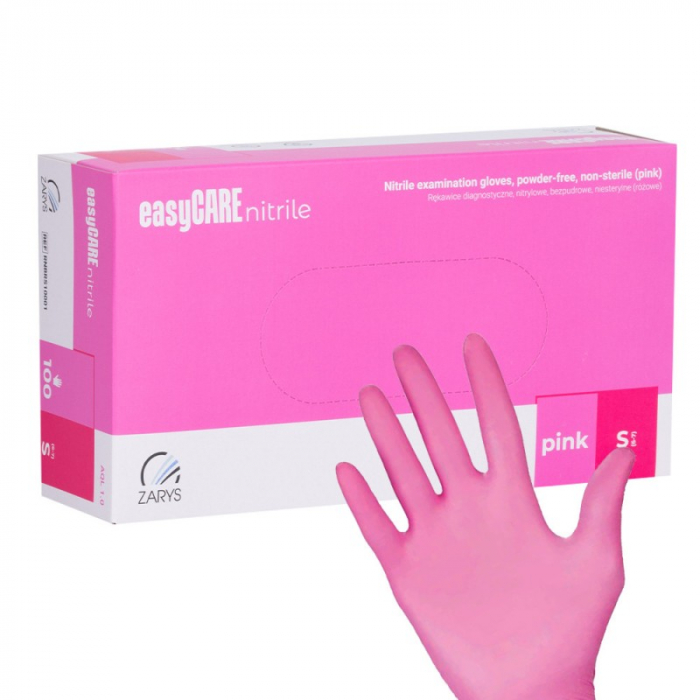 Set 100 Buc Manusi Nitril Nepudrate,roz,Zarys, EasyCARE [7]