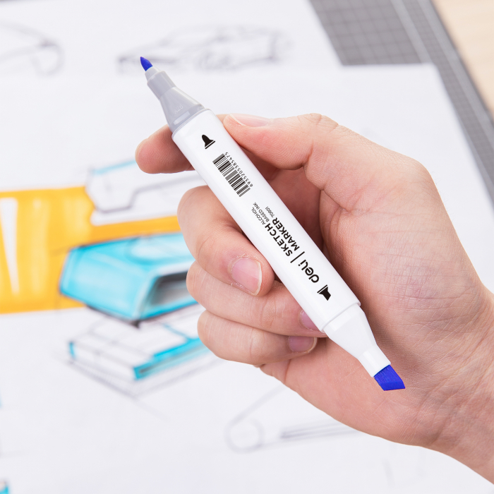 Set 48 Markere Sketching Varf Dublu 1Mm/7Mm Cut Plastic Deli [5]