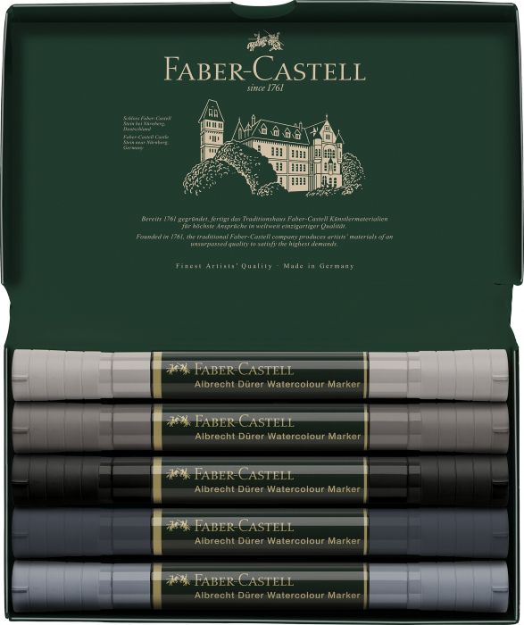 Set 5 Markere Solubile Tonuri De Gri A.Durer Faber-Castell [2]
