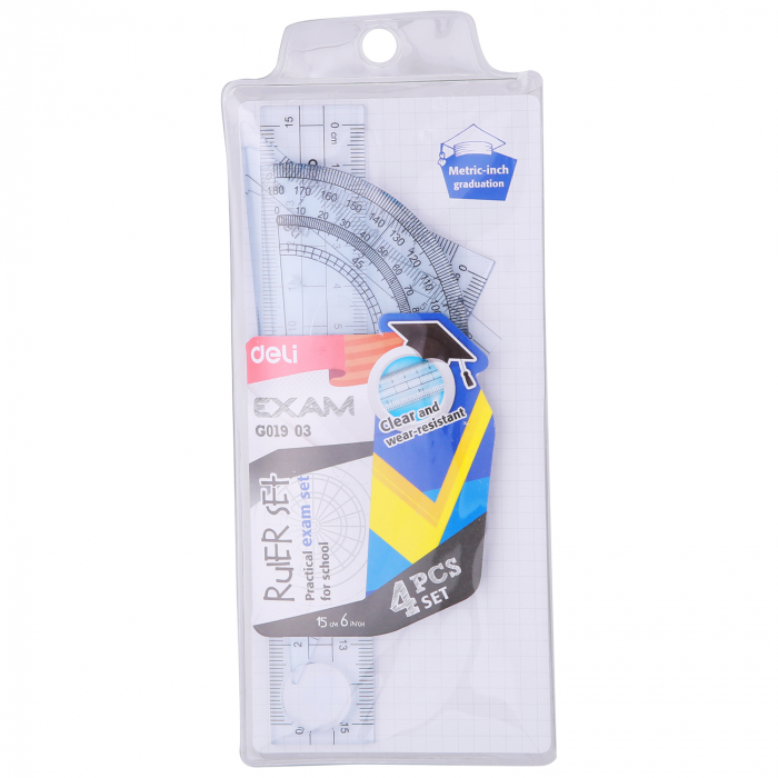 Set Geometrie 4 Piese Cutie Plastic G01903 Deli [1]